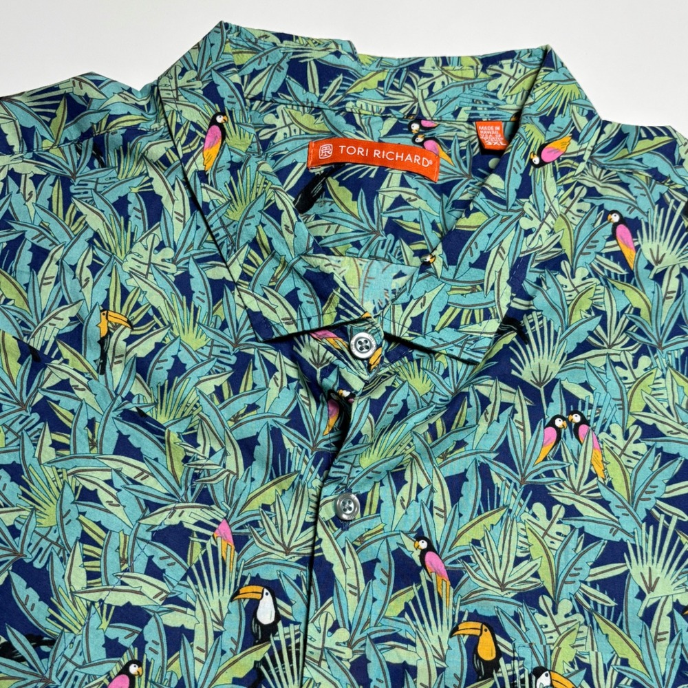 Tori Richard  Hawaiian Shirt Mens 3XL Toucan Parrot Tropical Cotton Lawn Aloha